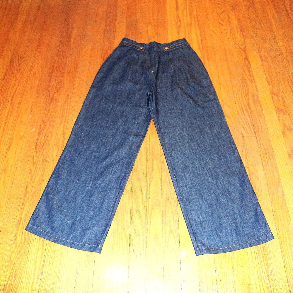 NWOT! Zara Women’s High Waisted Wide Leg Dark Blue Denim Jeans, Sz.S